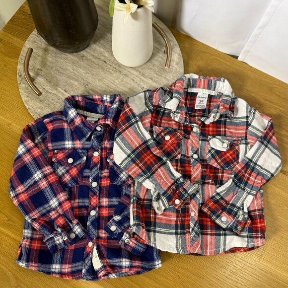 Bundle of 2 Carters Baby Girl Plaid Long Sleeve Tops size 24 months - Picture 1 of 13